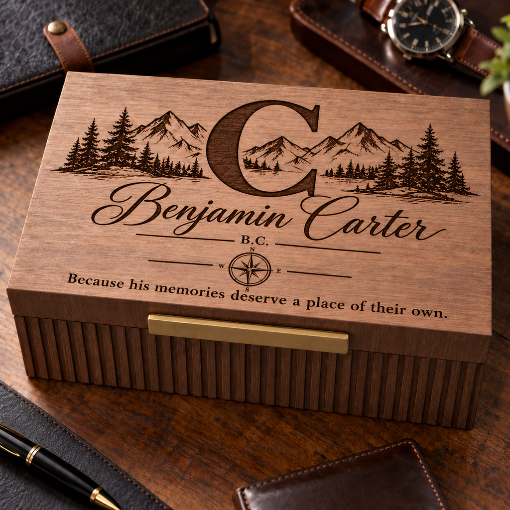 Personalized Wooden Keepsake Box for Men, Custom Engraved Memory Box, Gift for Him, Husband, Dad, Groomsman, Birthday or Christmas Gift