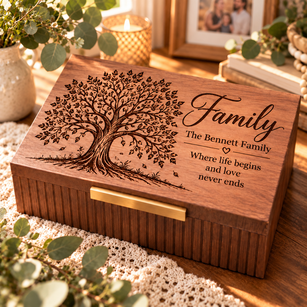 Personalized Keepsake Box for Women, Custom Engraved Memory Box, Gift for Her, Mom, Wife, Daughter, Birthday, Mother’s Day Gift