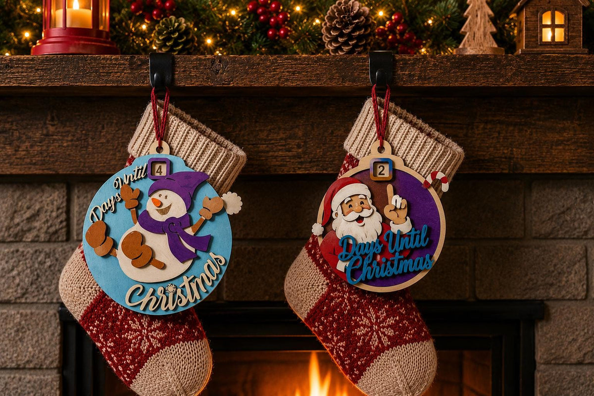 Wooden Christmas Countdown Ornament, Movable Days Until Christmas Decor, Santa Snowman Reindeer Styles