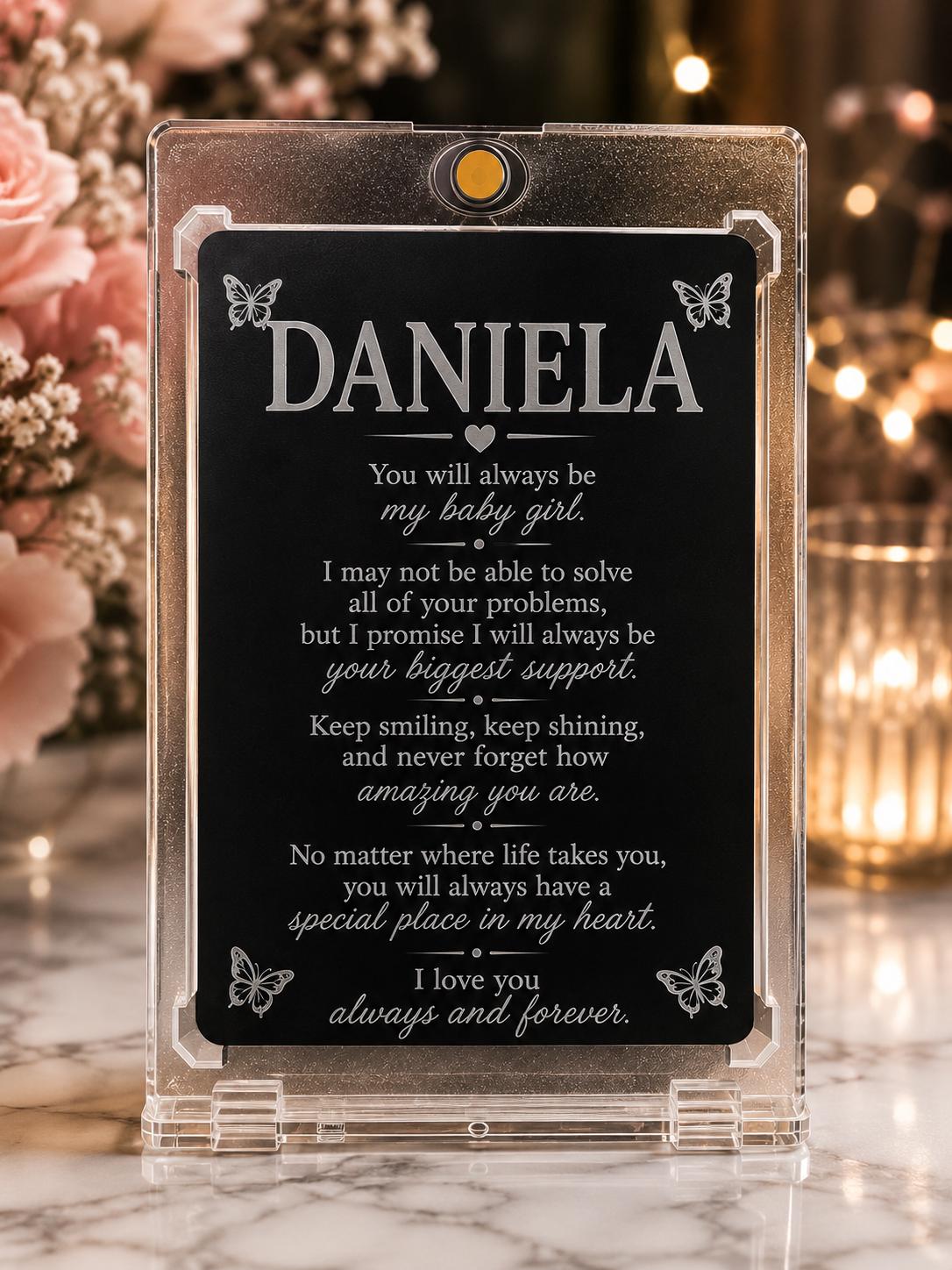 Personalized Metal Card for Son or Daughter, Double-Sided Engraved Keepsake Gift