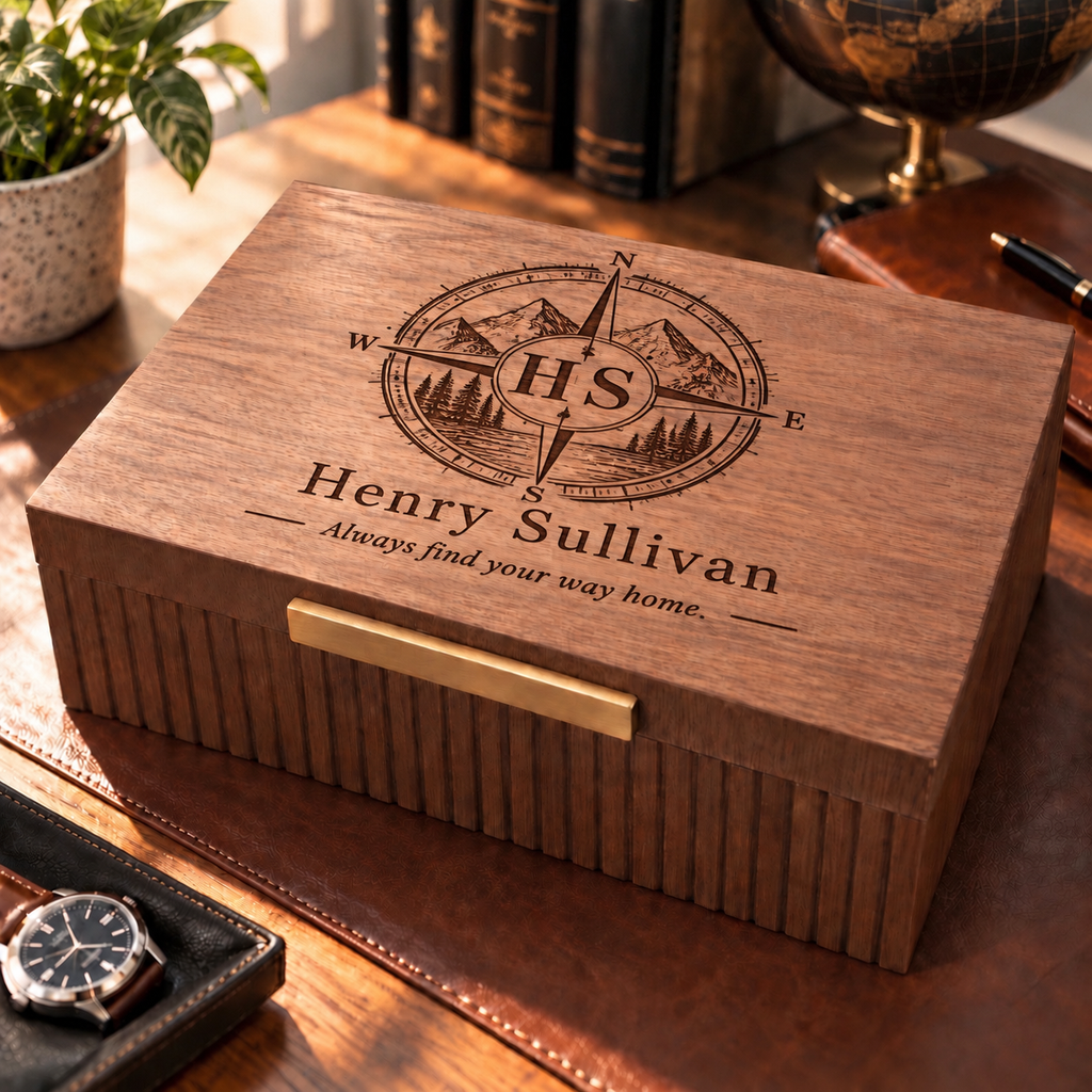 Personalized Wooden Keepsake Box for Men, Custom Engraved Memory Box, Gift for Him, Husband, Dad, Groomsman, Birthday or Christmas Gift