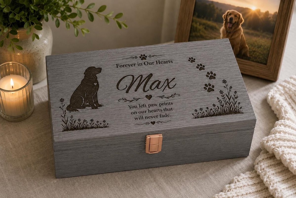 Personalized Wooden Pet Memory Box | Custom Pet Keepsake Memorial Gift