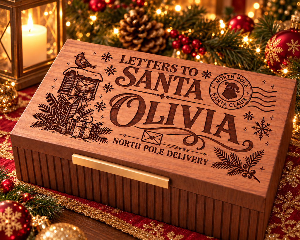 Personalized Christmas Keepsake Box, Custom Engraved Memory Box for Kids, Letters to Santa, Christmas Eve Gift, Holiday Gift