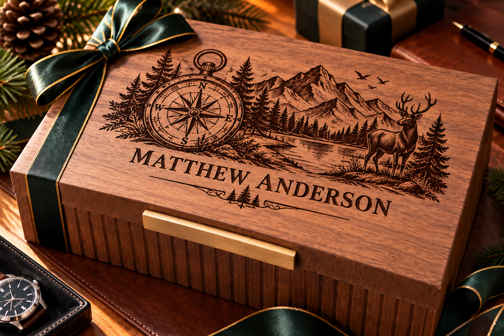 Personalized Wooden Keepsake Box for Men, Custom Engraved Memory Box, Gift for Him, Husband, Dad, Groomsman, Birthday or Christmas Gift