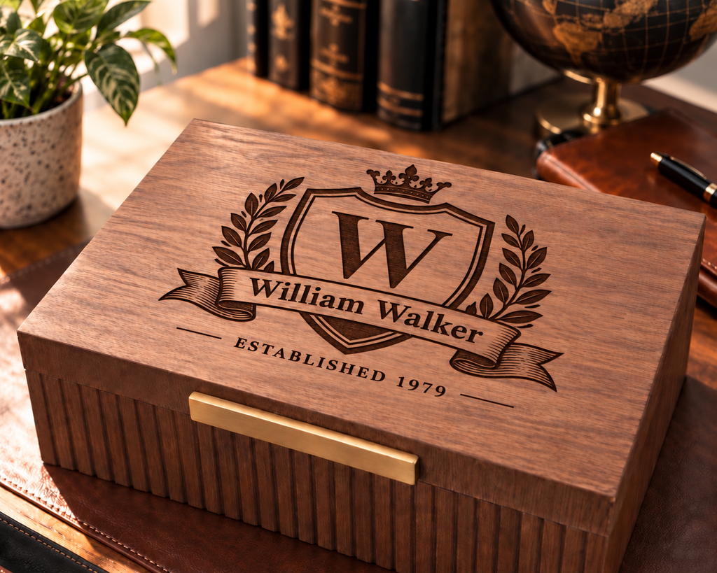 Personalized Wooden Keepsake Box for Men, Custom Engraved Memory Box, Gift for Him, Husband, Dad, Groomsman, Birthday or Christmas Gift