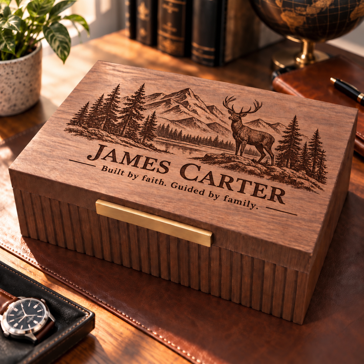 Personalized Wooden Keepsake Box for Men, Custom Engraved Memory Box, Gift for Him, Husband, Dad, Groomsman, Birthday or Christmas Gift