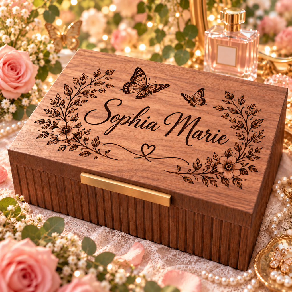 Personalized Keepsake Box for Women, Custom Engraved Memory Box, Gift for Her, Mom, Wife, Daughter, Birthday, Mother’s Day Gift