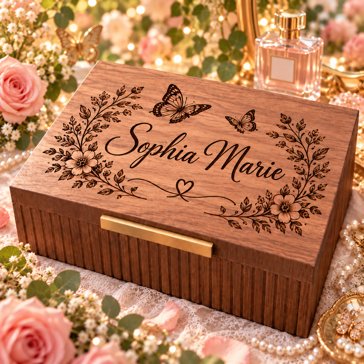 Personalized Keepsake Box for Women, Custom Engraved Memory Box, Gift for Her, Mom, Wife, Daughter, Birthday, Mother’s Day Gift