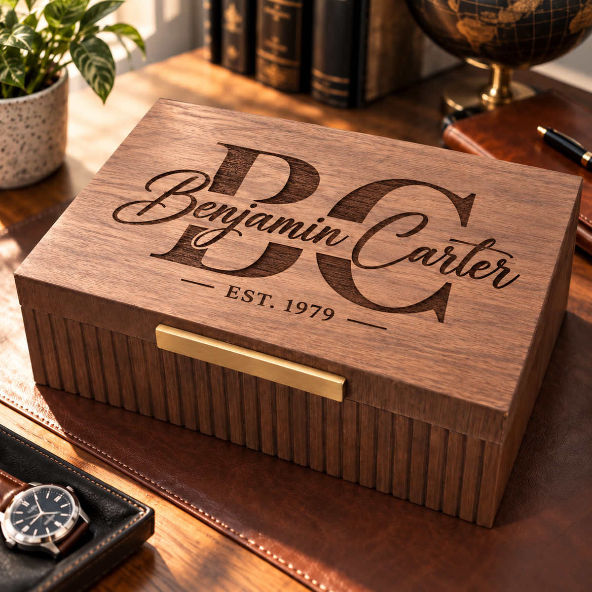 Personalized Wooden Keepsake Box for Men, Custom Engraved Memory Box, Gift for Him, Husband, Dad, Groomsman, Birthday or Christmas Gift
