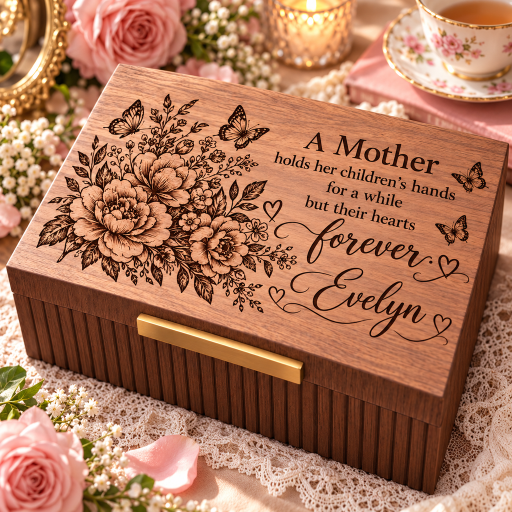 Personalized Keepsake Box for Women, Custom Engraved Memory Box, Gift for Her, Mom, Wife, Daughter, Birthday, Mother’s Day Gift