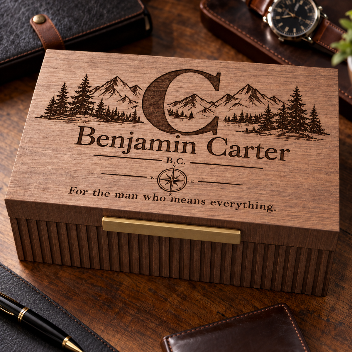 Personalized Wooden Keepsake Box for Men, Custom Engraved Memory Box, Gift for Him, Husband, Dad, Groomsman, Birthday or Christmas Gift