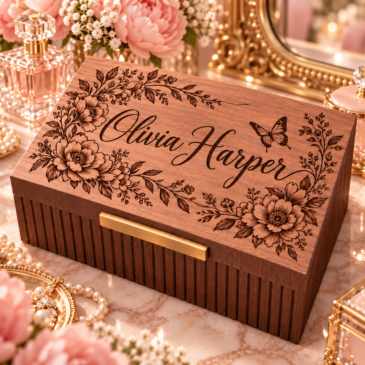 Personalized Keepsake Box for Women, Custom Engraved Memory Box, Gift for Her, Mom, Wife, Daughter, Birthday, Mother’s Day Gift