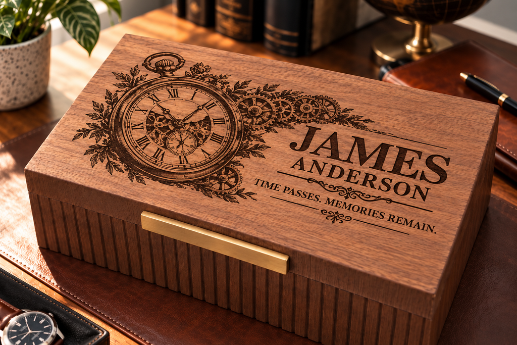 Personalized Wooden Keepsake Box for Men, Custom Engraved Memory Box, Gift for Him, Husband, Dad, Groomsman, Birthday or Christmas Gift