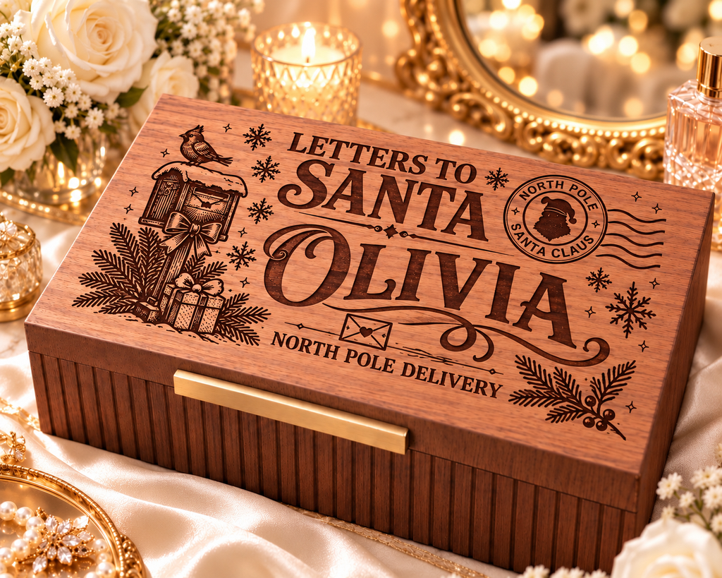 Personalized Christmas Keepsake Box, Custom Engraved Memory Box for Kids, Letters to Santa, Christmas Eve Gift, Holiday Gift
