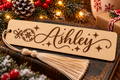 Personalized Christmas Wooden Bookmark with Name – Custom Engraved Holiday Bookmark with Tassel | Gift for Book Lovers