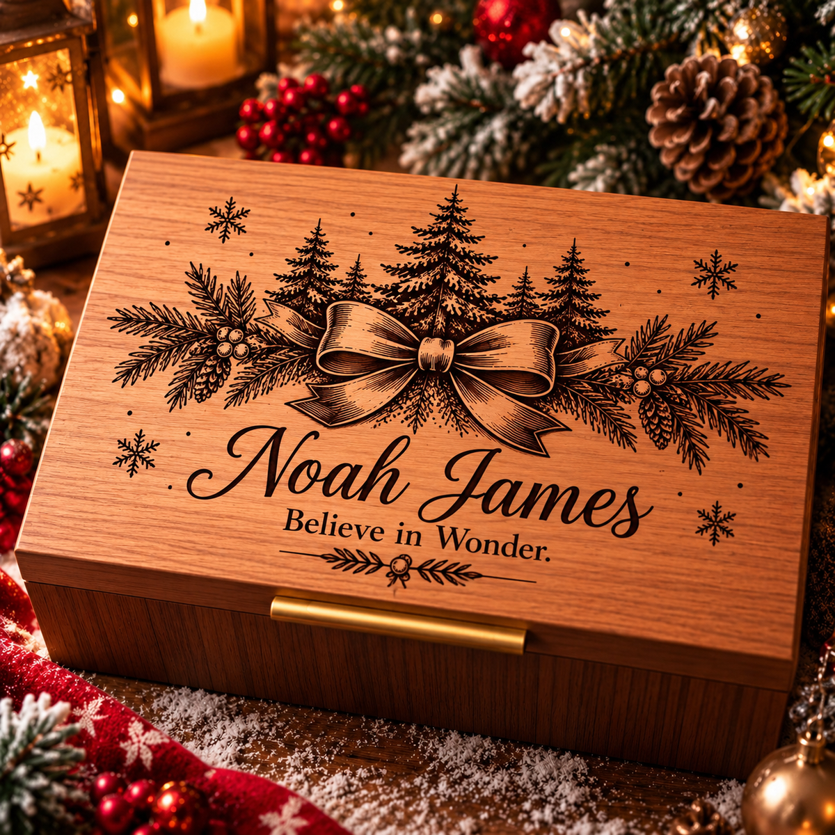 Personalized Christmas Keepsake Box, Custom Engraved Memory Box for Kids, Letters to Santa, Christmas Eve Gift, Holiday Gift