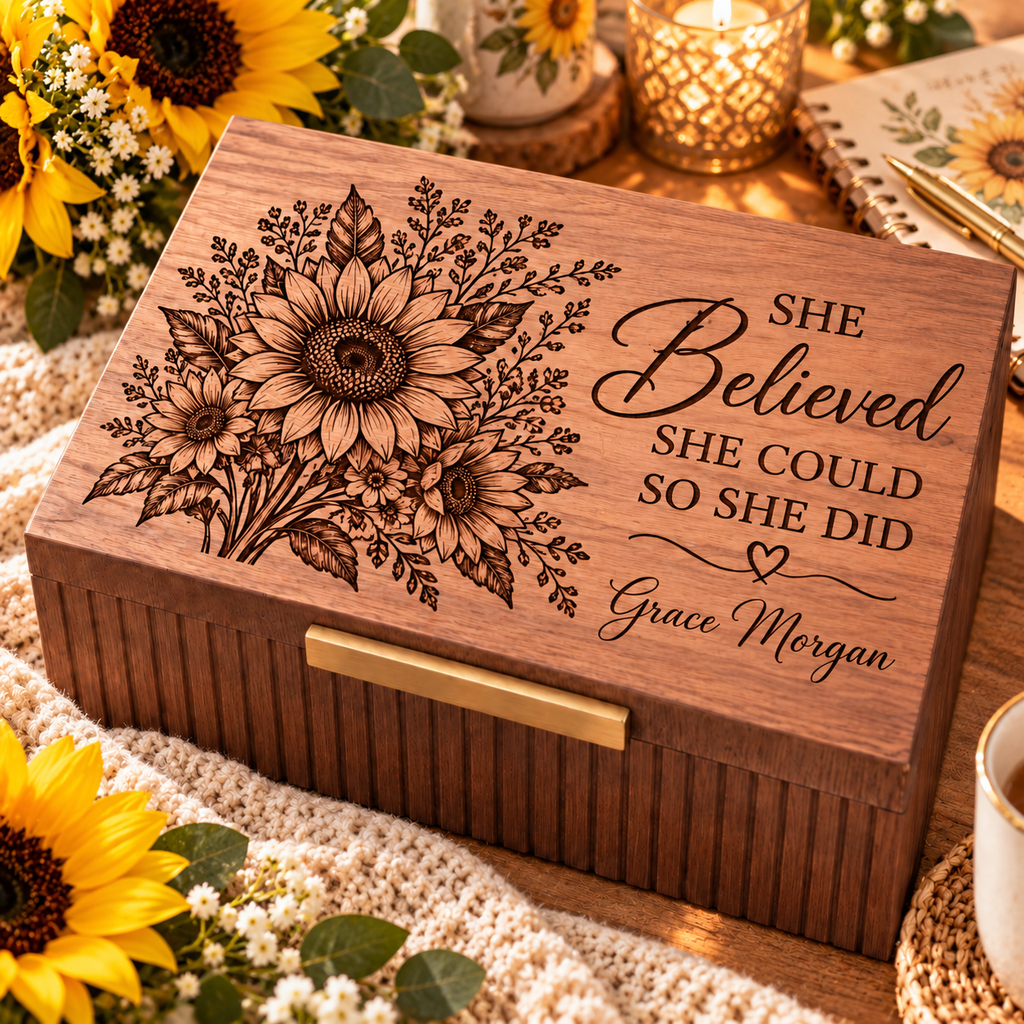Personalized Keepsake Box for Women, Custom Engraved Memory Box, Gift for Her, Mom, Wife, Daughter, Birthday, Mother’s Day Gift