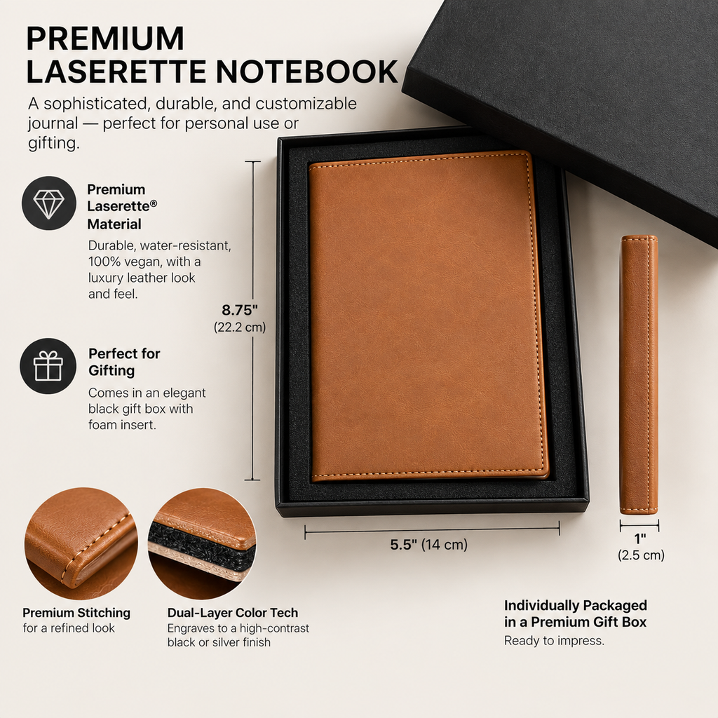 Personalized Laserette® Journal | Custom Name Engraved Notebook, Gift Ready