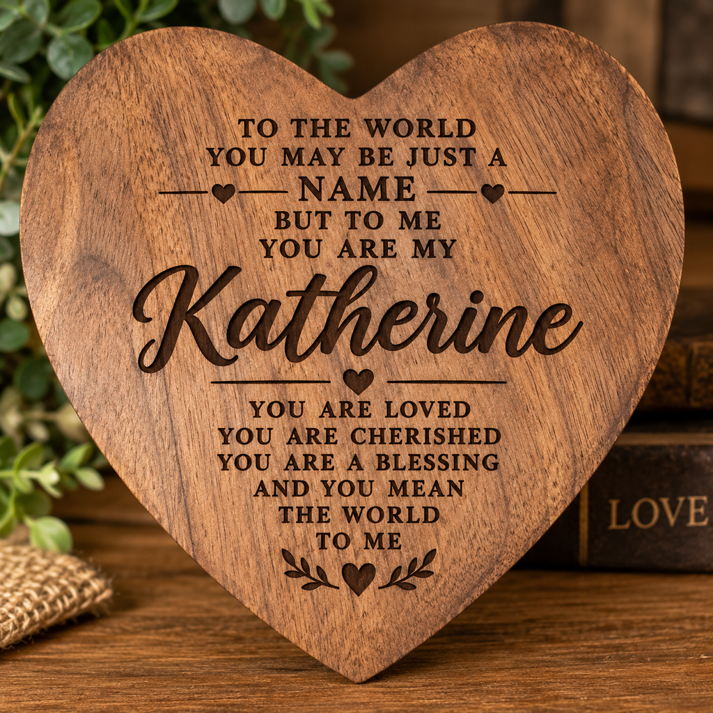 Personalized engraved wooden heart keepsake box, customized with a name. A meaningful gift for Christmas, birthdays, family, and special memories.