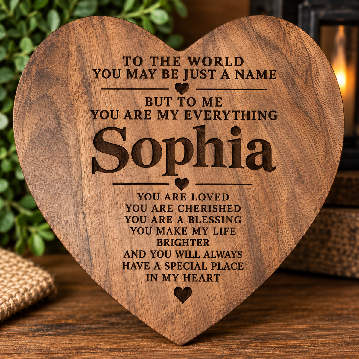 Personalized engraved wooden heart keepsake box, customized with a name. A meaningful gift for Christmas, birthdays, family, and special memories.