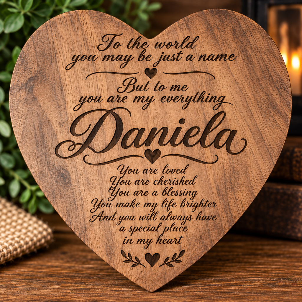 Personalized engraved wooden heart keepsake box, customized with a name. A meaningful gift for Christmas, birthdays, family, and special memories.