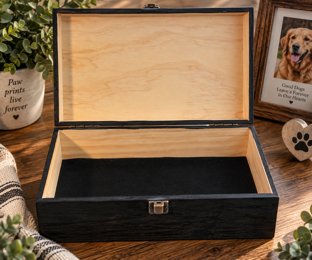 Extra Large Personalized Pet Memorial Box | Custom Engraved Pine Keepsake Box, Pet Loss Sympathy Gift