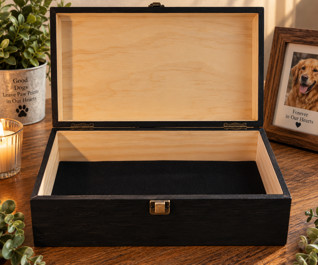 Extra Large Personalized Pet Memorial Box | Custom Engraved Pine Keepsake Box, Pet Loss Sympathy Gift