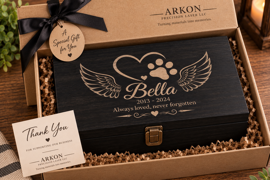 Extra Large Personalized Pet Memorial Box | Custom Engraved Pine Keepsake Box, Pet Loss Sympathy Gift