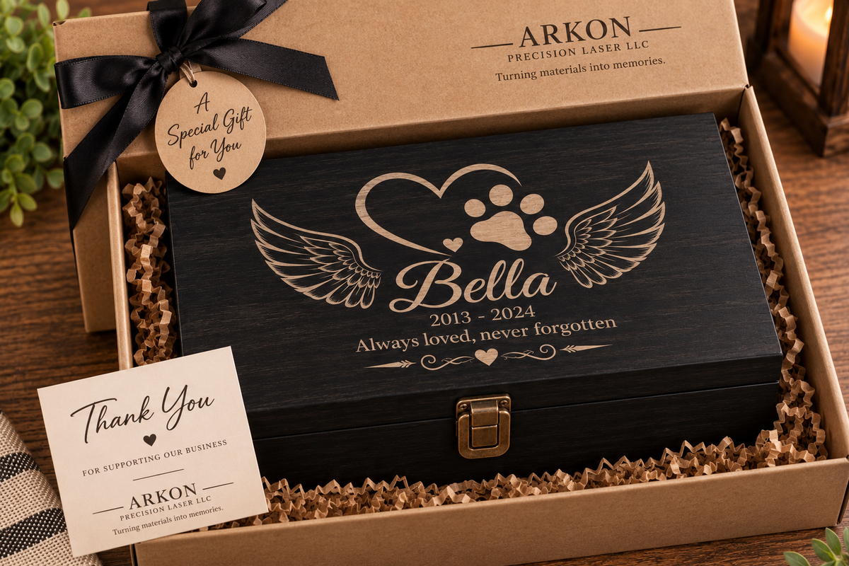 Extra Large Personalized Pet Memorial Box | Custom Engraved Pine Keepsake Box, Pet Loss Sympathy Gift