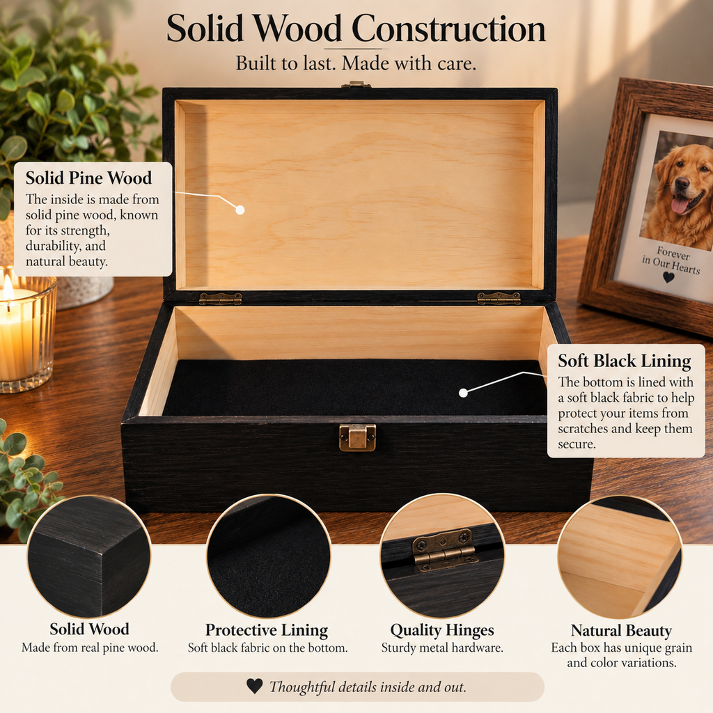 Extra Large Personalized Pet Memorial Box | Custom Engraved Pine Keepsake Box, Pet Loss Sympathy Gift