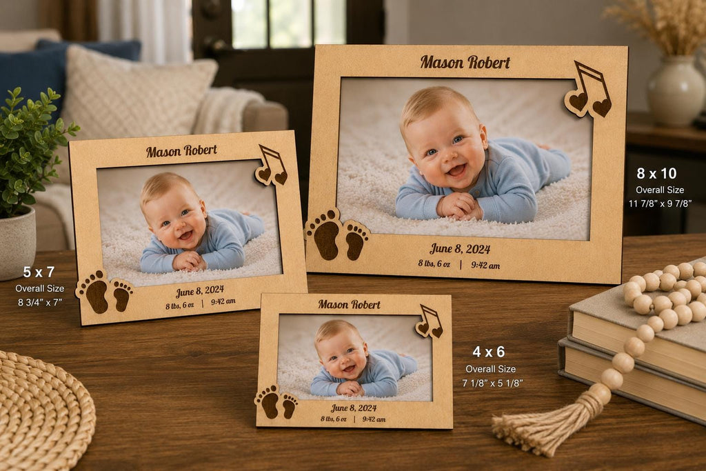 Personalized Baby Photo Frame – Custom Name, Birth Details, Nursery Decor