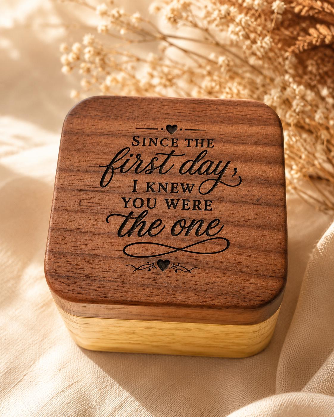 Personalized Walnut Ring Box, Custom Engraved Proposal Keepsake, Wedding Anniversary Gift
