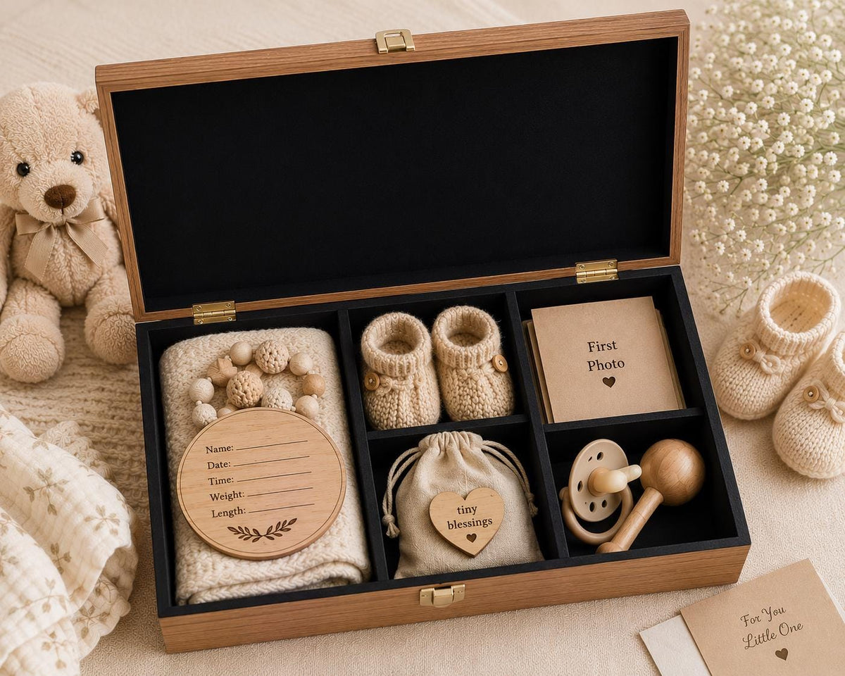 Personalized Wooden Baby Memory Box | Engraved Keepsake Gift, Baby Shower, Newborn