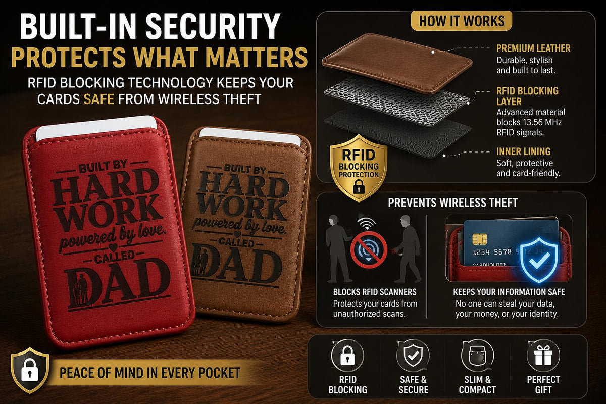 Magnetic Wallet for Dad – Engraved "My First Hero" Message, MagSafe Compatible