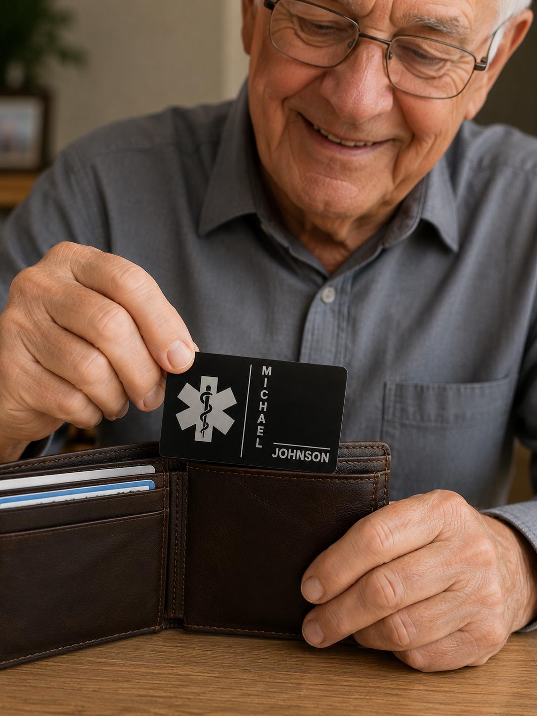 Personalized Emergency Medical ID Card with Free Magnetic Storage Case
