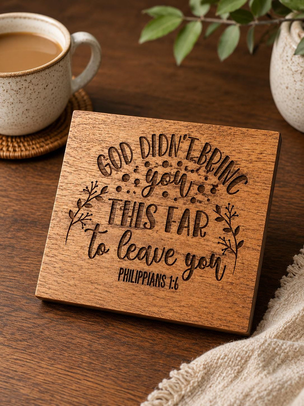 Christian "Child of God" Wood Coasters – Laser Engraved Faith Drinkware Set