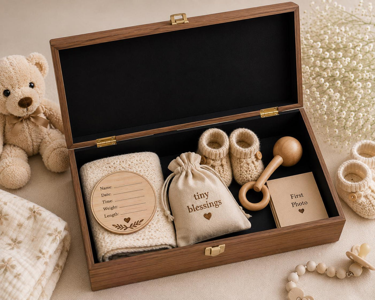 Personalized Wooden Baby Memory Box | Engraved Keepsake Gift, Baby Shower, Newborn