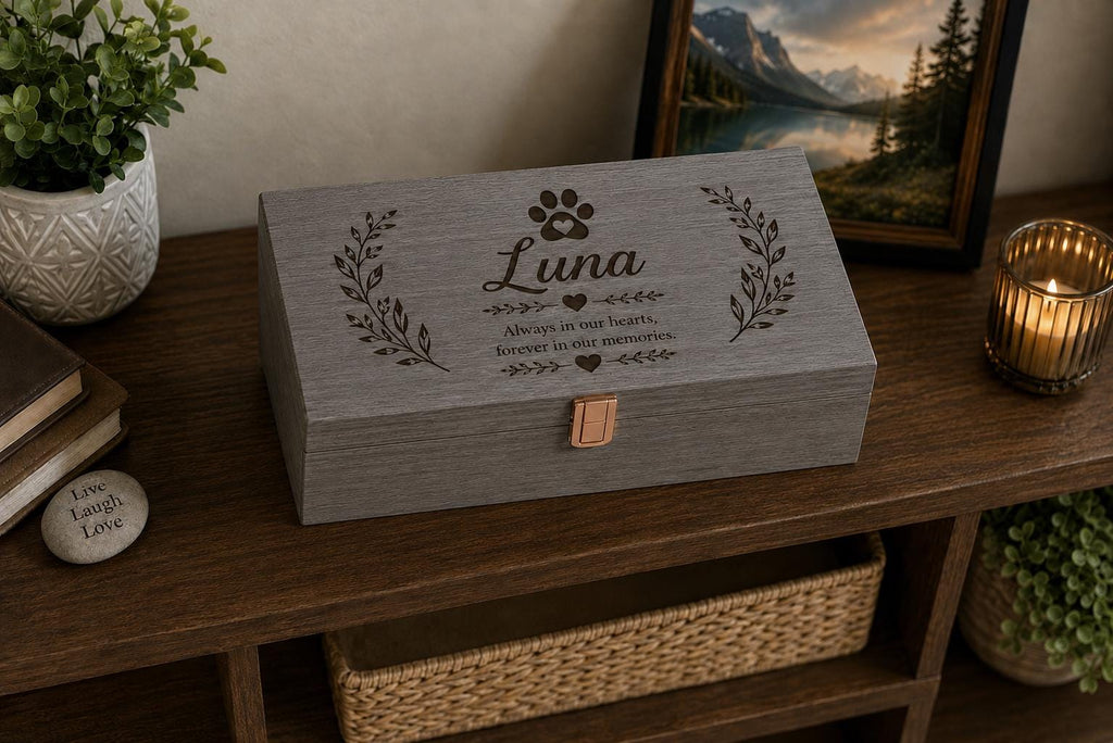 Personalized Wooden Pet Memory Box | Custom Pet Keepsake Memorial Gift