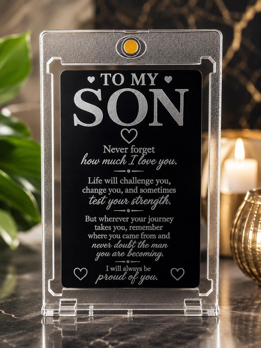 Personalized Metal Card for Son or Daughter, Double-Sided Engraved Keepsake Gift