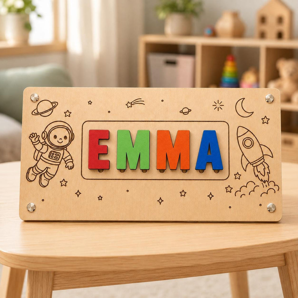 Personalized Wooden Name Puzzle | 3D Letter Learning Toy (Basswood)