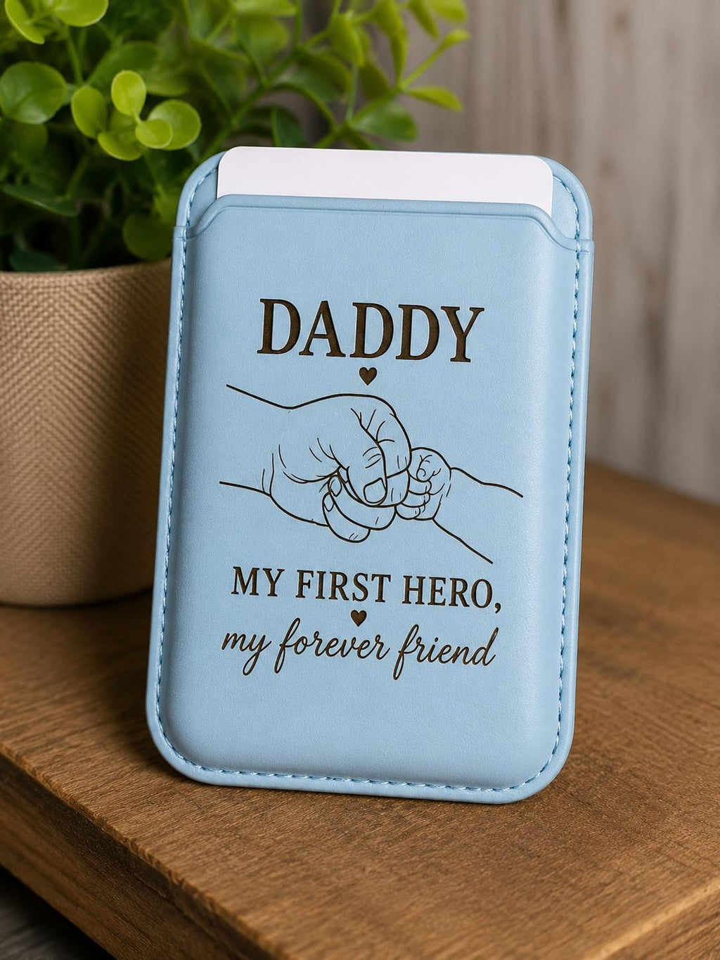 Magnetic Wallet for Dad – Engraved "My First Hero" Message, MagSafe Compatible