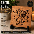 Christian "Child of God" Wood Coasters – Laser Engraved Faith Drinkware Set
