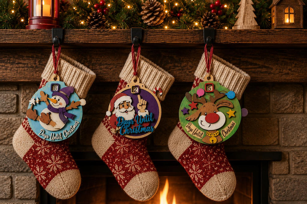 Wooden Christmas Countdown Ornament, Movable Days Until Christmas Decor, Santa Snowman Reindeer Styles