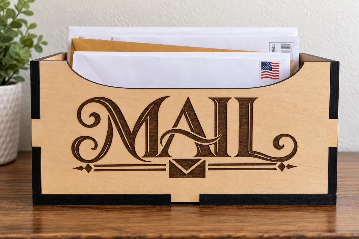 Personalized Basswood Mail Holder, Custom Family Name Organizer